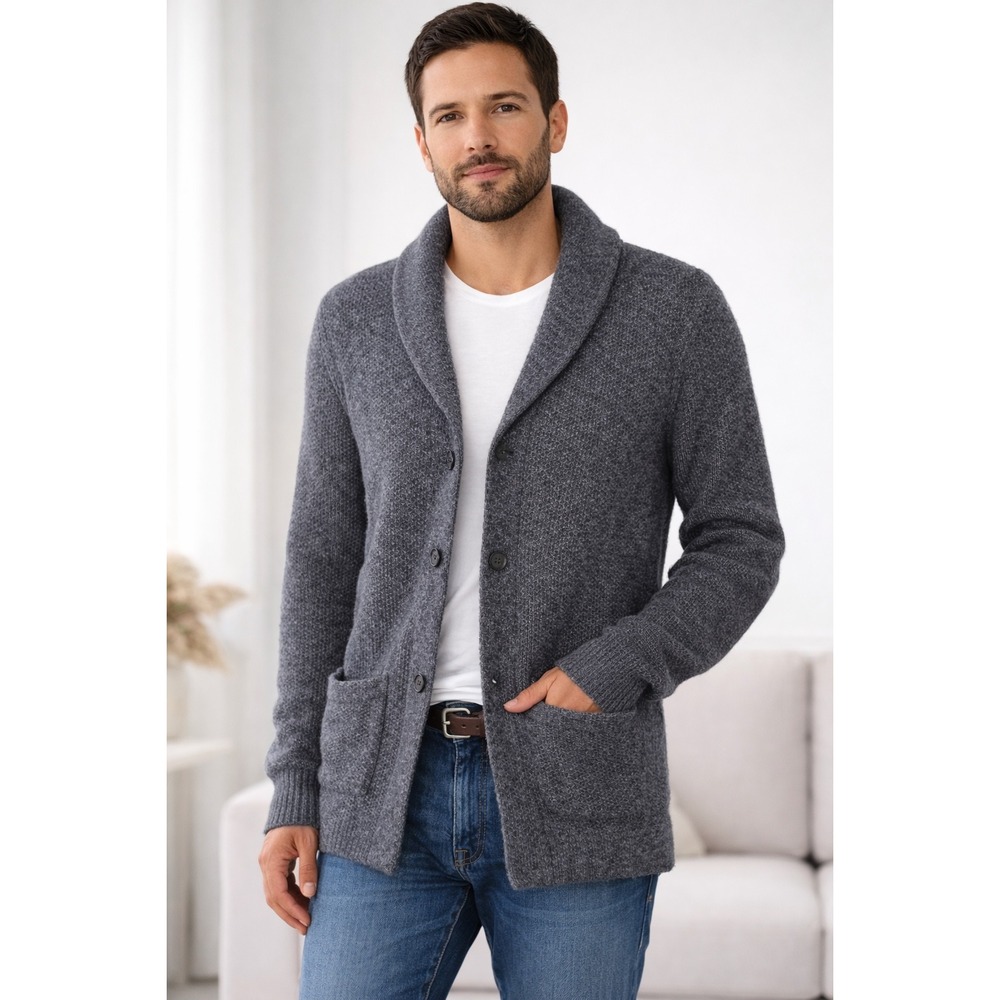 Marc by Marc Jacobs Gray Shawl Collar Cardigan Wool Blend Knit Sweater L